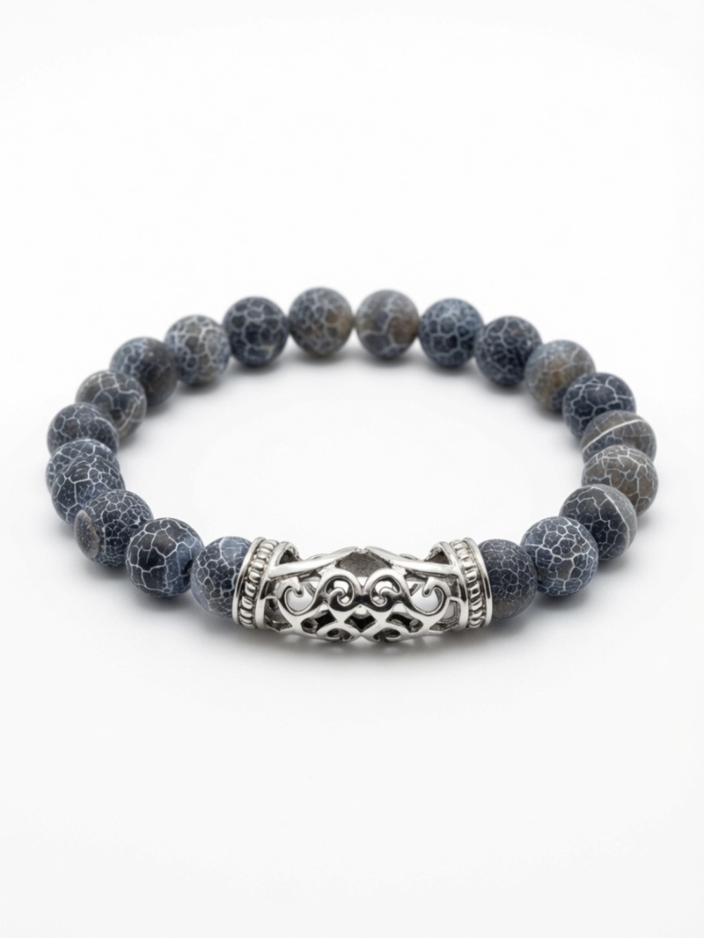 Grey Agate Beaded Stretch Bracelet